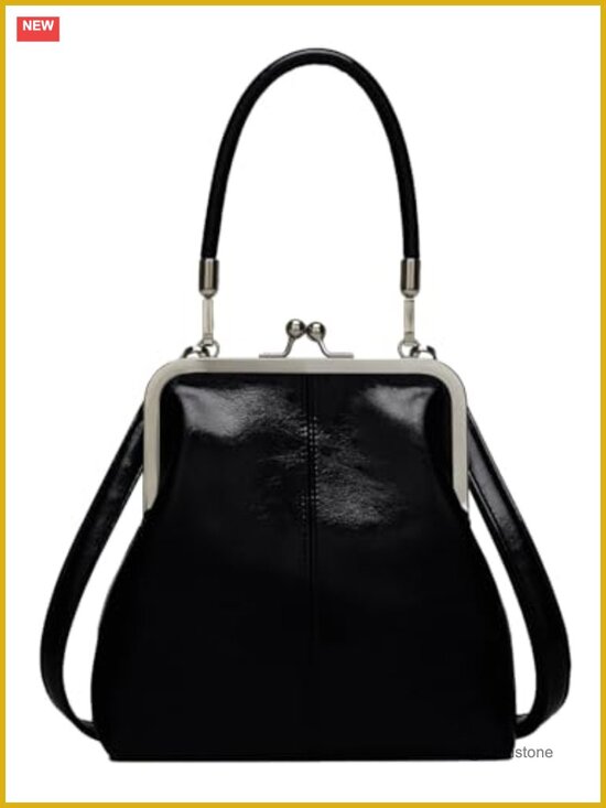Handbags - PU Leather Kiss Lock Crossbody Bag Hobo Shoulder Purse Tote